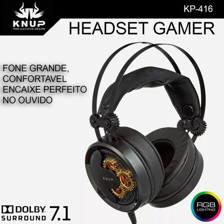 Fone De Ouvido Headset Gamer 7.1 Led Usb P2 Microfone Kp-416 - Knup Menor preço em Fone De Ouvido Headset Gamer 7.1 Led Usb P2 Microfone Kp-416 - Knup