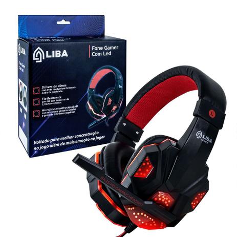 Fone de ouvido headset gamer p2 led usb pc/ps4 vermelho - LIBA Menor preço em Fone de ouvido headset gamer p2 led usb pc/ps4 vermelho - LIBA