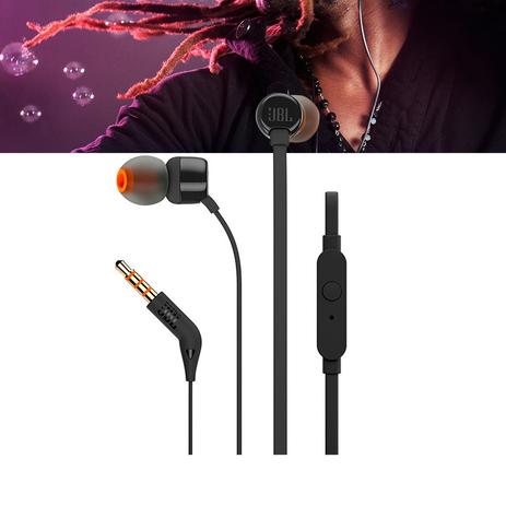 Fone de Ouvido JBL T110 Preto Menor preço em Fone de Ouvido JBL T110 Preto