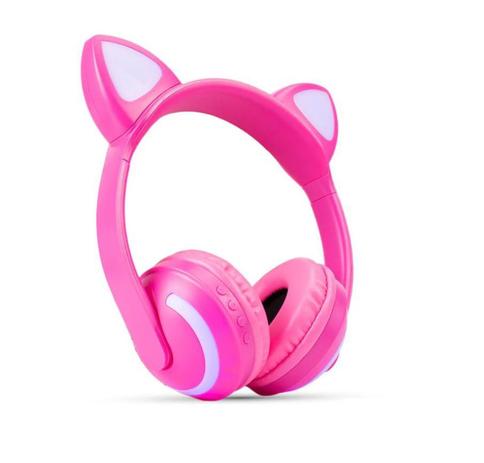 Headphone Bluetooth com Orelhas de Gato Iluminação Fone Sem Fio LED RGB  Exbom HF-C240BT Rosa Claro - Carrefour