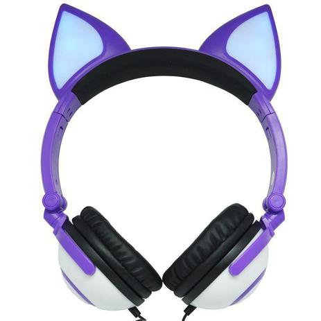 Fone Exbom Gatinho Roxo Com Led Hf-C30 - Headset com Fio - Magazine Luiza