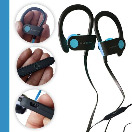 Fone Ouvido Bluetooth Microfone Esporte Corrida Preto com Azul - Kl store é boa?