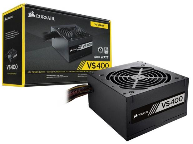 Fonte 400W Corsair VS400 - 80 Eficiência - PFC Ativo - 80 PLUS White - CP-9020117-LA Menor preço em Fonte 400W Corsair VS400 - 80 Eficiência - PFC Ativo - 80 PLUS White - CP-9020117-LA