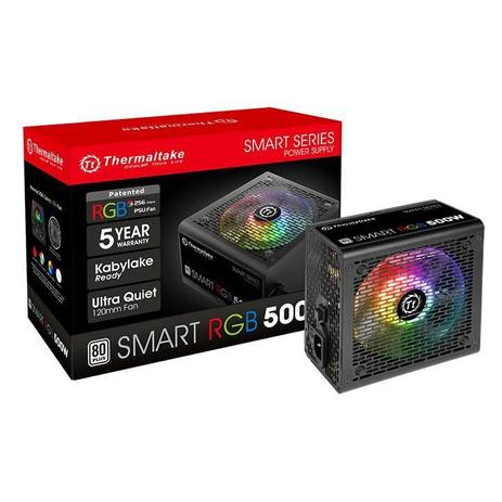 Fonte 500W TT SMART RGB 80+ ALL Sleeved Cables PS-SPR-0500NHFAWB-1 - Thermaltake Menor preço em Fonte 500W TT SMART RGB 80+ ALL Sleeved Cables PS-SPR-0500NHFAWB-1 - Thermaltake