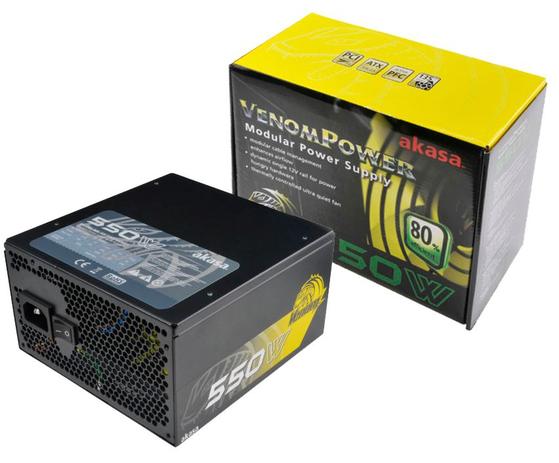 Fonte 550W Akasa Venom Power - PFC Ativo - Eficiência 80 - AK-PA055AM01 Menor preço em Fonte 550W Akasa Venom Power - PFC Ativo - Eficiência 80 - AK-PA055AM01