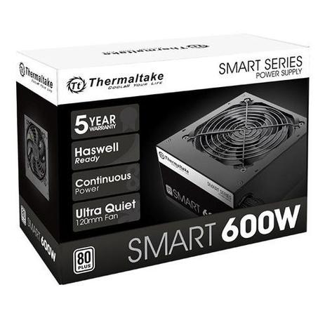 Fonte 600W TT SMART ATX2.3 A-PFC 80+WHITE PS-SPD-0600NPCWBZ-W - Thermaltake Menor preço em Fonte 600W TT SMART ATX2.3 A-PFC 80+WHITE PS-SPD-0600NPCWBZ-W - Thermaltake