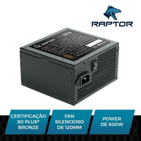 Fonte ATX 600W Raptor PFC Ativo, Bivolt 90-240 VAC, 50- 60Hz, 80 Plus Bronze, Eficiência Otimizada - Dl é ruim? Fonte ATX 600W Raptor PFC Ativo, Bivolt 90-240 VAC, 50- 60Hz, 80 Plus Bronze, Eficiência Otimizada - Dl é boa?