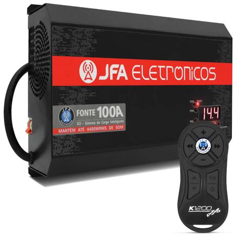 Fonte Automotiva JFA 100A 1500W SCI Bivolt + Controle Longa Distância JFA K1200 1200 Metros Preto Menor preço em Fonte Automotiva JFA 100A 1500W SCI Bivolt + Controle Longa Distância JFA K1200 1200 Metros Preto