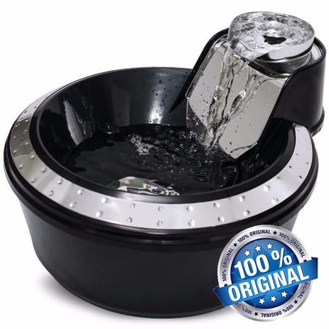 Fonte Bebedouro Petlon Água Elétrico Gatos - Preto E Prata Menor preço em Fonte Bebedouro Petlon Água Elétrico Gatos - Preto E Prata