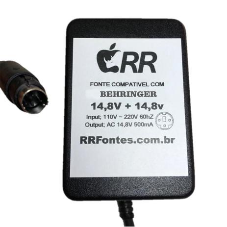 Fonte carregador 14,8V para mesa de som MXUL-6 Behringer modelos XENYX 1002 - RRFontes Menor preço em Fonte carregador 14,8V para mesa de som MXUL-6 Behringer modelos XENYX 1002 - RRFontes