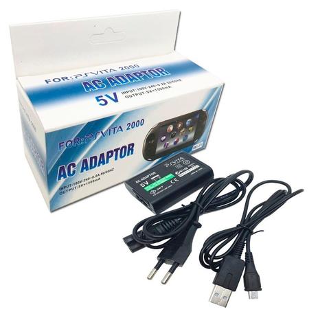 Fonte Carregador Bivolt para Sony Ps Vita Psvita 2000 + Cabo Usb - Feir Menor preço em Fonte Carregador Bivolt para Sony Ps Vita Psvita 2000 + Cabo Usb - Feir