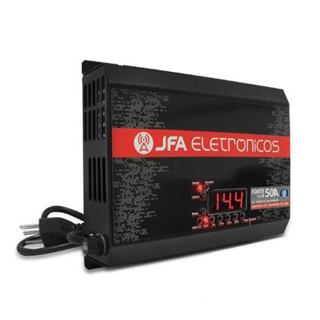 Fonte Carregador de Bateria Automotiva JFA 50A 750W SCI Bivolt Voltímetro Amperímetro SLIM Menor preço em Fonte Carregador de Bateria Automotiva JFA 50A 750W SCI Bivolt Voltímetro Amperímetro SLIM