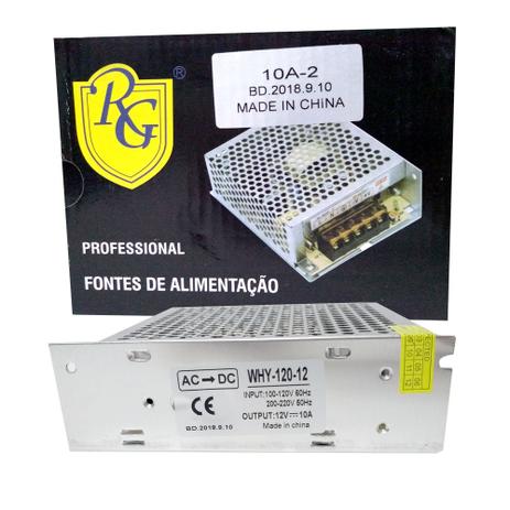 Fonte Chaveada 10a 12v Ac 100-220V 120w Cftv Fita Led Som Automotivo Bivolt - Rg Menor preço em Fonte Chaveada 10a 12v Ac 100-220V 120w Cftv Fita Led Som Automotivo Bivolt - Rg