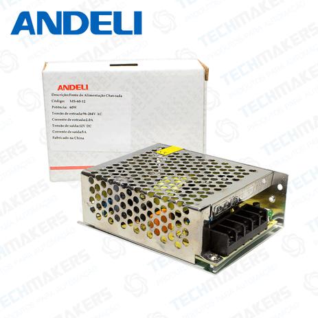 Fonte Chaveada Bivolt - 12V 5A 60W - Andeli - MS-60-12 Menor preço em Fonte Chaveada Bivolt - 12V 5A 60W - Andeli - MS-60-12