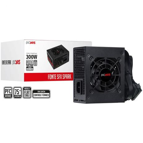 Fonte para gabinete slim sfx 300w real spark 75+ - pfc ativo - cabos flat - spkp300mbpt - pcyes Menor preço em Fonte para gabinete slim sfx 300w real spark 75+ - pfc ativo - cabos flat - spkp300mbpt - pcyes