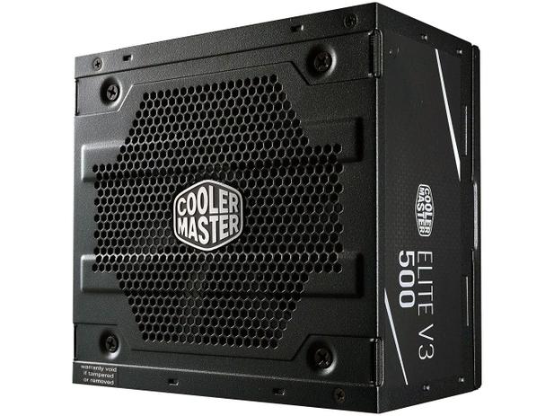 Fonte para PC 500W ATX Cooler Master ELITE V3 500 - com Cabo Menor preço em Fonte para PC 500W ATX Cooler Master ELITE V3 500 - com Cabo
