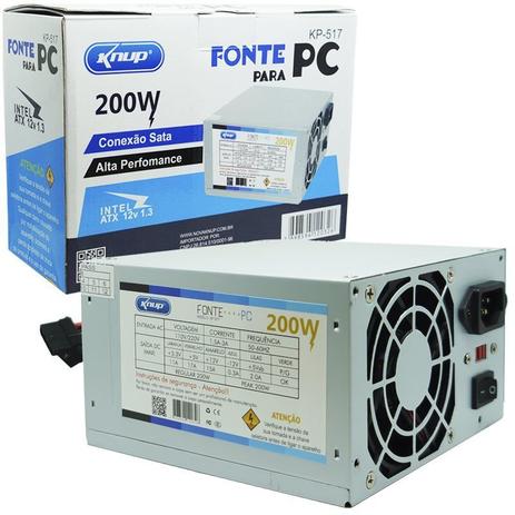 Fonte Pc Atx 200W Reais Real Silenciosa com Cabo de Força Nova Knup KP-517 Cinza Bivolt Menor preço em Fonte Pc Atx 200W Reais Real Silenciosa com Cabo de Força Nova Knup KP-517 Cinza Bivolt