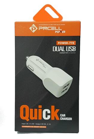 Fonte Veicular Power 778 PMCELL Dual Usb Branco - Linha CV21 Menor preço em Fonte Veicular Power 778 PMCELL Dual Usb Branco - Linha CV21