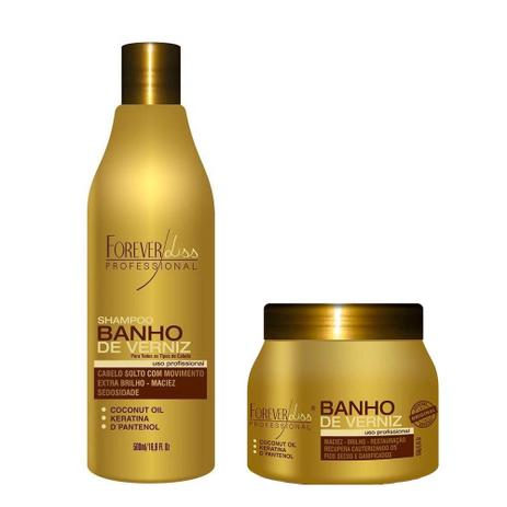 Forever Liss - Kit Banho de Verniz (Shampoo 500ml + Máscara 250g) é ruim? Forever Liss - Kit Banho de Verniz (Shampoo 500ml + Máscara 250g) é boa?