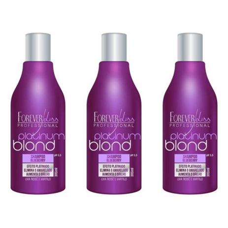 Forever Liss Platinum Blond Matizador Shampoo 300ml (Kit C/03) Menor preço em Forever Liss Platinum Blond Matizador Shampoo 300ml (Kit C/03)
