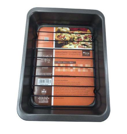 Forma Assadeira com Grelha Aço Carbono 24x18cm - Wincy Menor preço em Forma Assadeira com Grelha Aço Carbono 24x18cm - Wincy