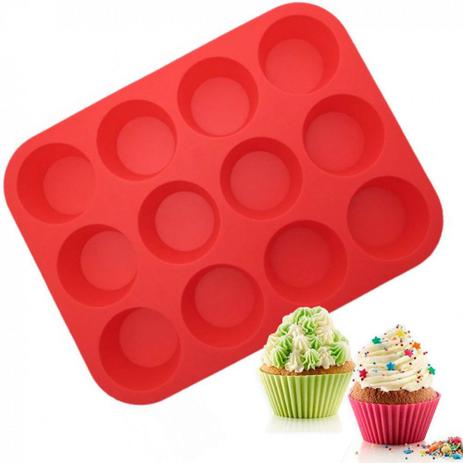 Forma Em Silicone Para Cupcake E Pao De Queijo 12 Cavidades