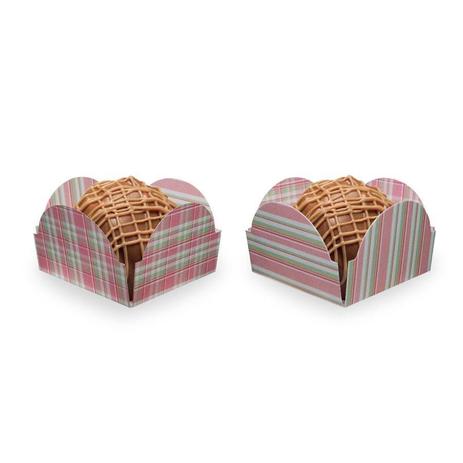 Forminha Caixeta Xadrez e Listra Rosa e Verde 50 unidades Kid Art é boa?