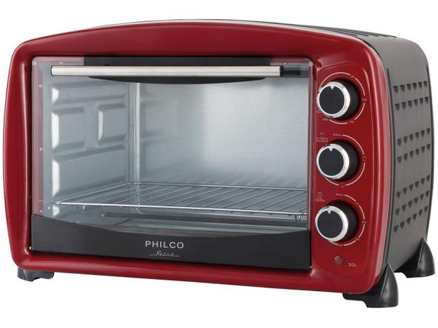 Forno Elétrico Philco Vermelho 30L - com Grill e Timer Retrô PFE30V Menor preço em Forno Elétrico Philco Vermelho 30L - com Grill e Timer Retrô PFE30V