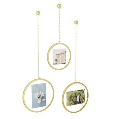 Fotochain redondo dourado - porta retrato (conjunto com 3 peças) umbra Menor preço em Fotochain redondo dourado - porta retrato (conjunto com 3 peças) umbra
