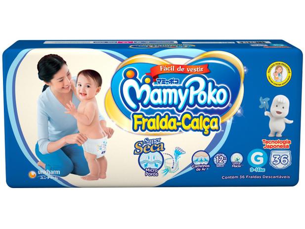 Fralda-Calça MamyPoko - Tam. G 9 a 14kg 36 Unidades Menor preço em Fralda-Calça MamyPoko - Tam. G 9 a 14kg 36 Unidades