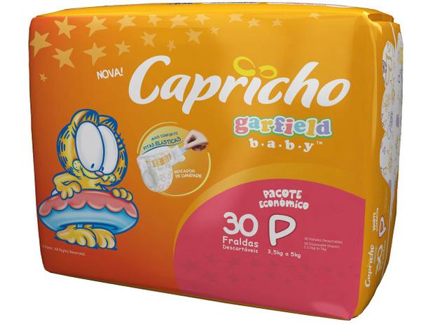 Fralda Capricho Garfield Baby Tam P 30 Unidades - Indicador de Umidade