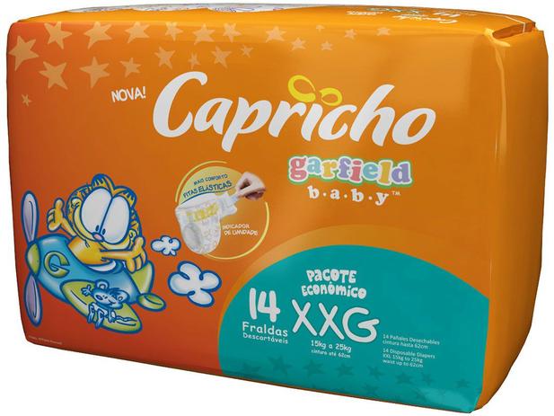 Fralda Capricho Garfield Baby Tam XXG 14 Unidades - com Indicador de Umidade e Tecnologia Respirável Menor preço em Fralda Capricho Garfield Baby Tam XXG 14 Unidades - com Indicador de Umidade e Tecnologia Respirável