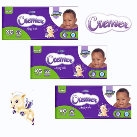 Fralda Cremer Hiper XG kit com 03 pacotes contendo 52 unidades cada Menor preço em Fralda Cremer Hiper XG kit com 03 pacotes contendo 52 unidades cada