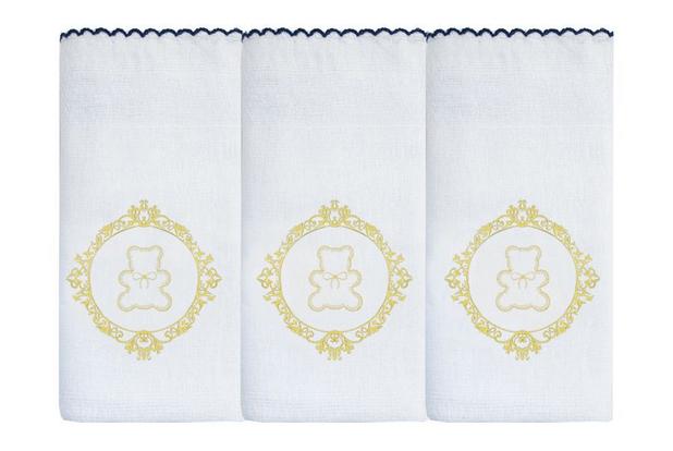 Fralda de Ombro Bord. 03 Pçs - Urso Arabesco Dourado - Laura baby Menor preço em Fralda de Ombro Bord. 03 Pçs - Urso Arabesco Dourado - Laura baby