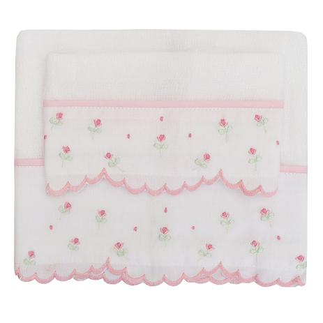 Fralda de Ombro e Toalha de Boca Bebê Bordado Florzinhas Rosa - Roana acessórios Menor preço em Fralda de Ombro e Toalha de Boca Bebê Bordado Florzinhas Rosa - Roana acessórios