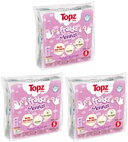 Fralda de Pano Básica Estampa Menina - Topz Baby Kit C/ 3 Pacotes - 65x65cm - Cremer Menor preço em Fralda de Pano Básica Estampa Menina - Topz Baby Kit C/ 3 Pacotes - 65x65cm - Cremer