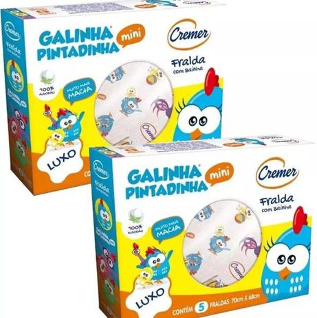 Fralda De Pano Cremer Galinha Pintadinha Kit C/2 Caixas Menor preço em Fralda De Pano Cremer Galinha Pintadinha Kit C/2 Caixas