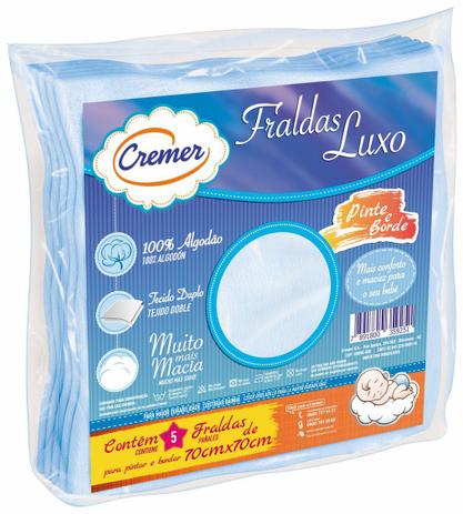 Fralda De Pano Luxo Azul Pinte E Borde Cremer Pacote com 5 Unidades - 70x70cm Menor preço em Fralda De Pano Luxo Azul Pinte E Borde Cremer Pacote com 5 Unidades - 70x70cm