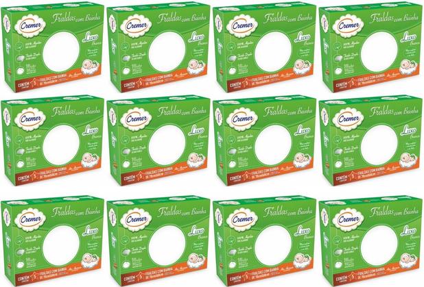 Fralda de Pano Luxo Branca Com Bainha Cremer - Kit Com 24 Caixas - 70x68cm Menor preço em Fralda de Pano Luxo Branca Com Bainha Cremer - Kit Com 24 Caixas - 70x68cm