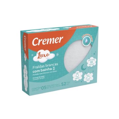 Fralda De Pano Luxo Branca Com Bainha - Cremer Menor preço em Fralda De Pano Luxo Branca Com Bainha - Cremer