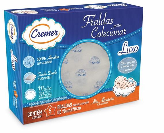 Fralda de Pano Luxo Estampa Menino - Cremer - 70x70cm Menor preço em Fralda de Pano Luxo Estampa Menino - Cremer - 70x70cm