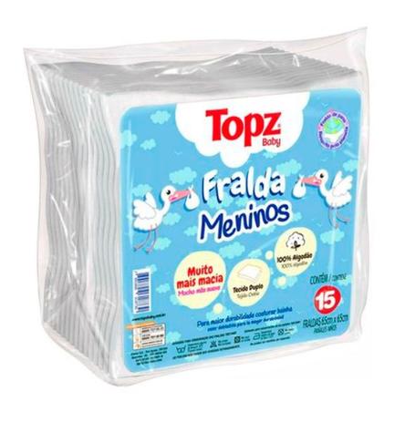 Fralda De Pano Menino Luxo Topz Baby Cremer 15un Menor preço em Fralda De Pano Menino Luxo Topz Baby Cremer 15un
