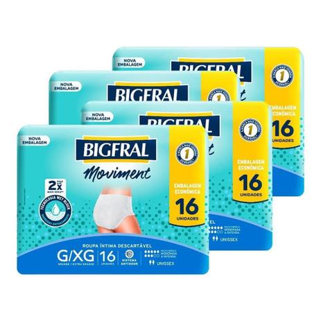 Fralda Descartável Geriátrica/Adulto Bigfral Moviment Tamanho G/XG 4 Pacotes com 16 Tiras Menor preço em Fralda Descartável Geriátrica/Adulto Bigfral Moviment Tamanho G/XG 4 Pacotes com 16 Tiras