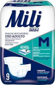 Fralda descartável Mili Vita Geriátrica, Pós-operatório, Pós-parto (uso adulto) Tamanho M 9 unidades Menor preço em Fralda descartável Mili Vita Geriátrica, Pós-operatório, Pós-parto (uso adulto) Tamanho M 9 unidades