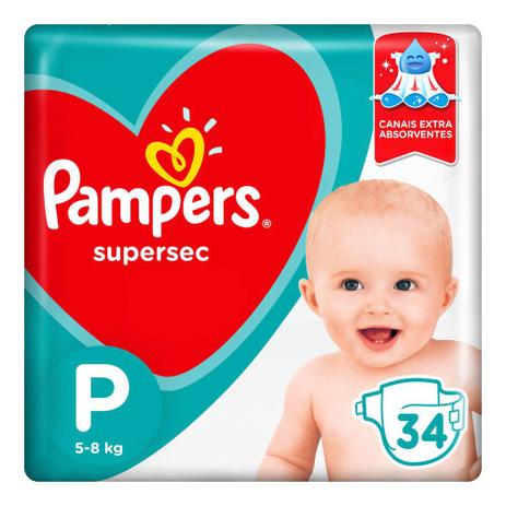 Fralda Descartável Pampers Supersec Pacotão P 34 Unidades Menor preço em Fralda Descartável Pampers Supersec Pacotão P 34 Unidades