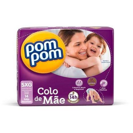 Fralda Descartável Pom Pom Colo de Mamãe Tamanho SXG 14 Unidades - Hypermarcas Menor preço em Fralda Descartável Pom Pom Colo de Mamãe Tamanho SXG 14 Unidades - Hypermarcas