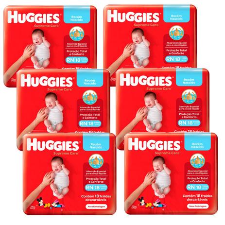 Fralda huggies supreme care RN recém nascido com 6 pacotes Menor preço em Fralda huggies supreme care RN recém nascido com 6 pacotes