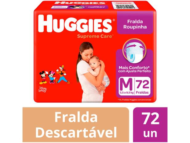 Fralda Huggies Supreme Care Roupinha Calça – Tam. M 5,5kg a 9,5kg 72 Unidades