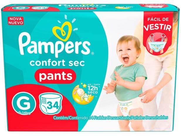 Fralda Pampers Pants Confort Sec Tam. G - 9 a 14kg 34 Unidades