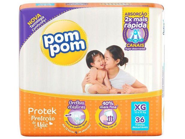 Fralda Pom Pom Protek Proteção de Mãe Mega - XG 36 Unidades Menor preço em Fralda Pom Pom Protek Proteção de Mãe Mega - XG 36 Unidades
